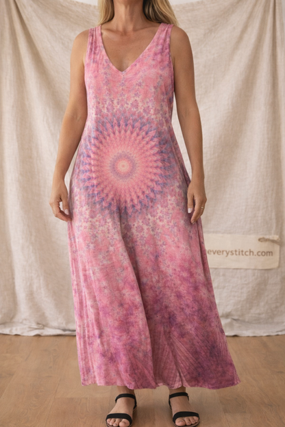 Bohemian Print Sleeveless V-Neck Maxi Dress