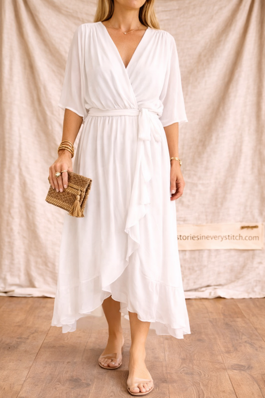 Grace Flow V-Neck Chiffon Midi Dress