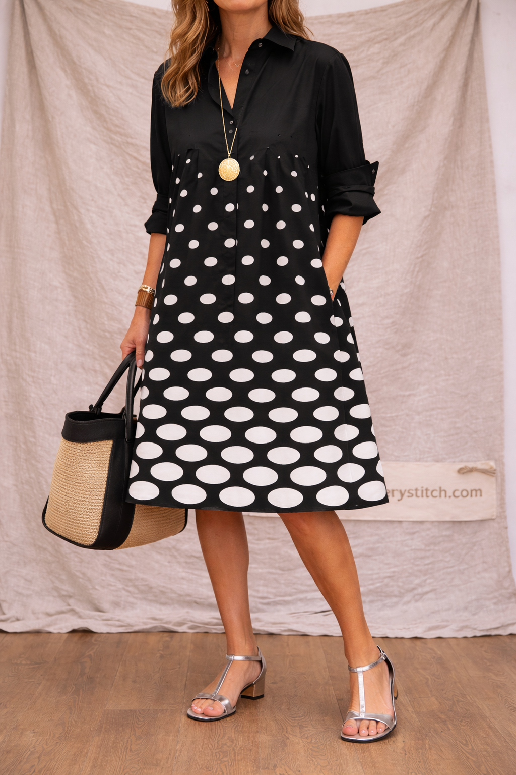 Polka Dot Shirt Dress - Everyday Comfort