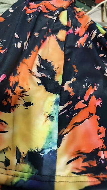 Women's Summer New Positioning Printed V-neck Open Vest Dress