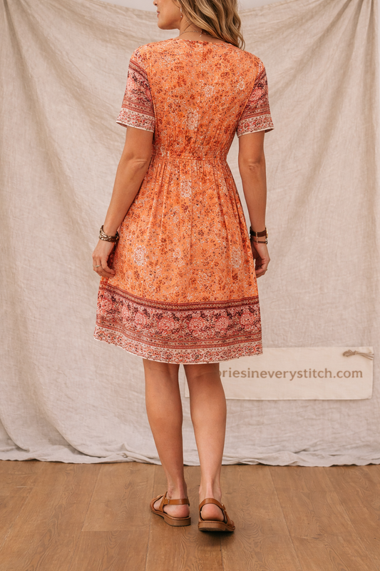 Boho Paisley Button Mini Dress