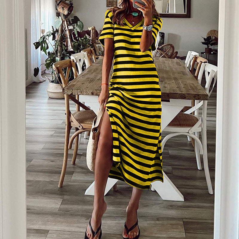 Women's Plus Size Printed Slit Loose Hem Dress