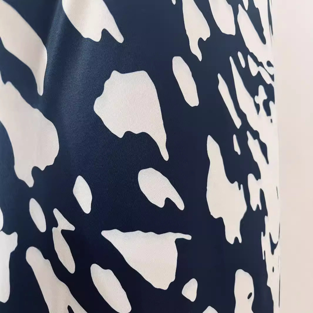 European And American New Pocket Round Neck Printing Plus Size Dress